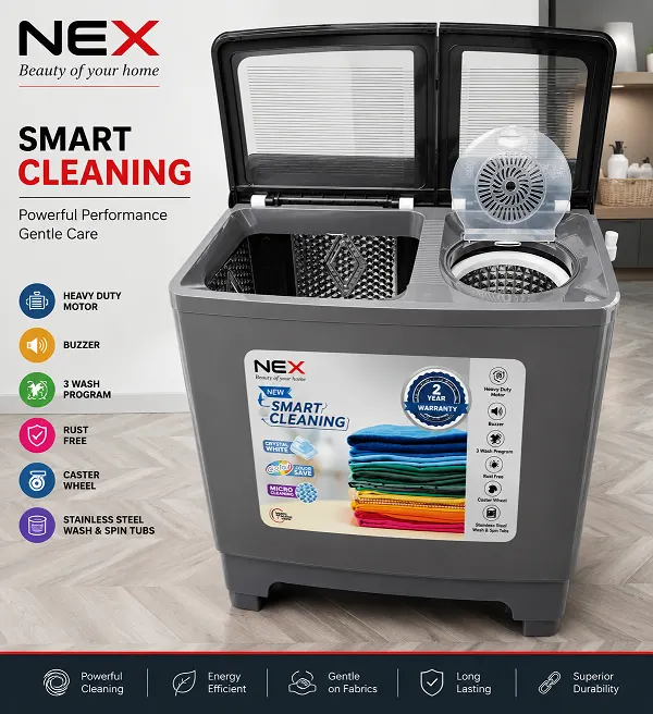 NEX05 11.5 kg Semi-Automatic Top Load Washing Machine With Magic Filter (Aqua Wash, MAROON)