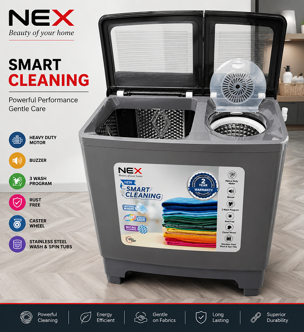 NEX05 11.5 kg Semi-Automatic Top Load Washing Machine With Magic Filter (Aqua Wash, MAROON)
