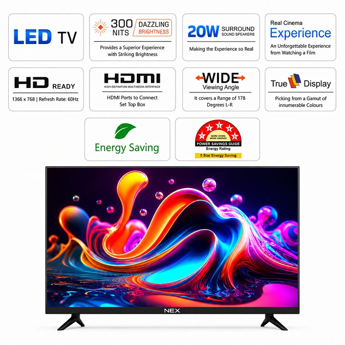 NEX02-32FN 80 cm (32 inches) FHD  LED TV 32FN With A+ Grade Panel (slim bezels)